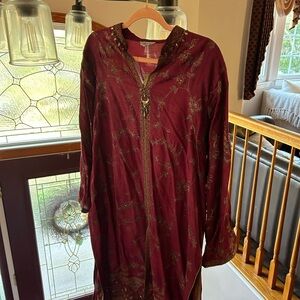 Traditional Pakistani embroidered Kurta in Maroon